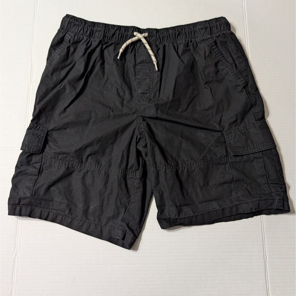 Wonder Nation Boys Cargo Shorts XL 14-16 Husky Black Elastic Waist Pockets